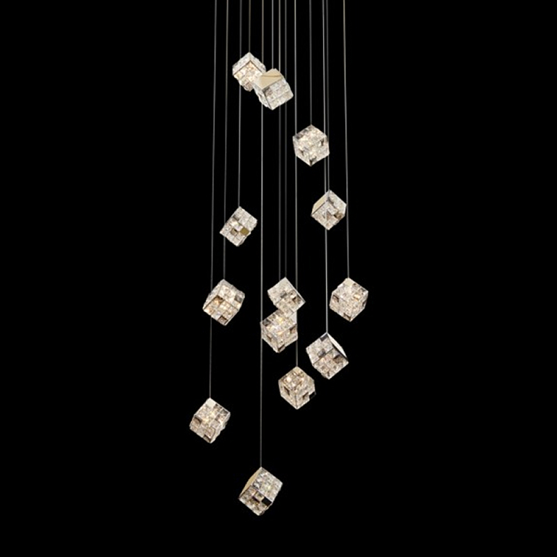 Люстра каскадная с мозаичным хрустальным оформлением Sparks of Crystal Прозрачный Хром Золотой Люстра каскадная с мозаичным хрустальным оформлением Sparks of Crystal Прозрачный Хром Золотой в Барнауле | Loft Concept
