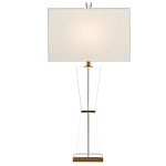 Настольная лампа с прозрачным корпусом и прямоугольным тканевым абажуром Charm and Luxury варинант исполнения - 2 | Loft Concept в Барнауле