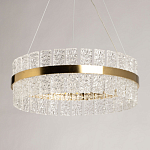 Люстра круглая золотого цвета с прозрачными рельефными стеклянными вставками Textured Glass Chandelier варинант исполнения - 4 | Loft Concept в Барнауле