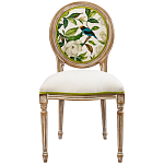 Стул бежевый из натурального бука с изображением птиц и цветов Blooming White Magnolias варинант исполнения - 1 | Loft Concept в Барнауле