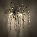 Бра цвета хром с ветвями и прозрачными стеклянными подвесками в виде вытянутых спиральных капель Droplet Chandelier варинант исполнения - 2 | Loft Concept в Барнауле