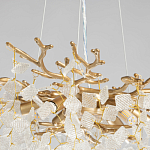 Люстра подвесная золотого цвета с декоративными ветвями и прозрачными рельефными подвесками FAIRYTREE Light варинант исполнения - 7 | Loft Concept в Барнауле