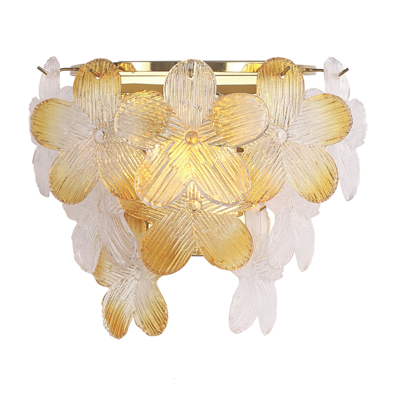 Бра с цветочными мотивами Light Floral Glow Золотой Прозрачное Стекло Янтарный в Барнауле | Loft Concept 