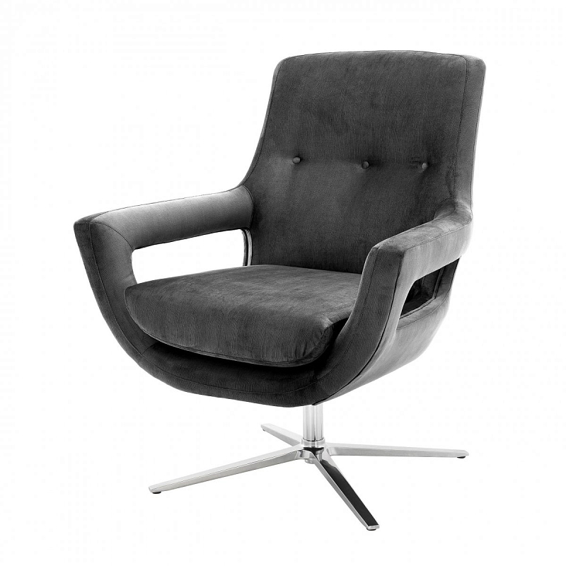 Кресло Eichholtz Swivel Chair Flavio Grey Никель Серый Кресло Eichholtz Swivel Chair Flavio Grey Никель Серый в Барнауле | Loft Concept