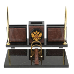 Настольный письменный набор из камня лемезит с гербом России Royal Accessory варинант исполнения - 1 | Loft Concept в Барнауле