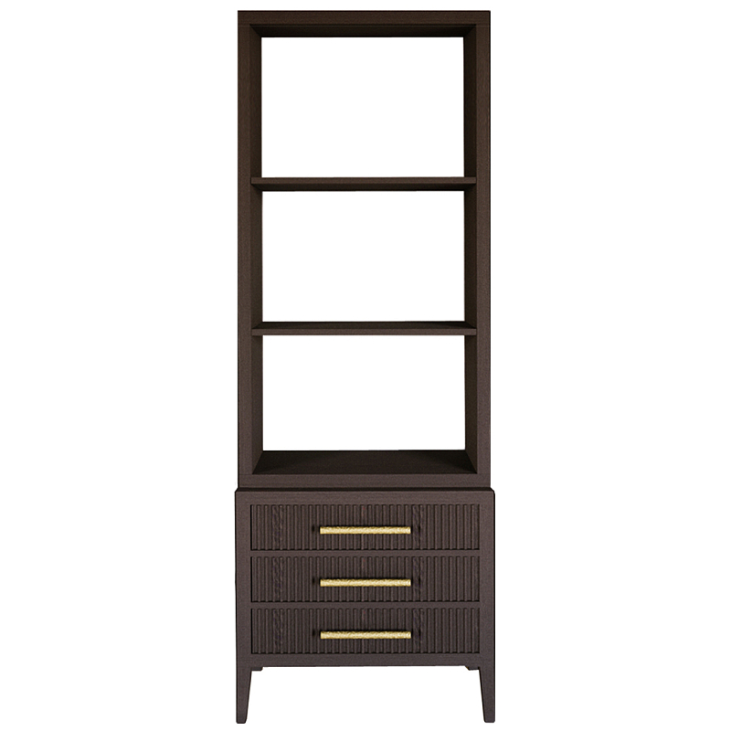 Этажерка Primo с ящиками шпон Темный орех Темный дуб Золотой в Барнауле | Loft Concept 