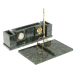 Настольный письменный набор из змеевика с подставкой под календарь и часами Successful Leader варинант исполнения - 2 | Loft Concept в Барнауле