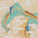 Обои ручная роспись Matsushima Waves Kano on Edo Straw India tea paper варинант исполнения - 1 | Loft Concept в Барнауле