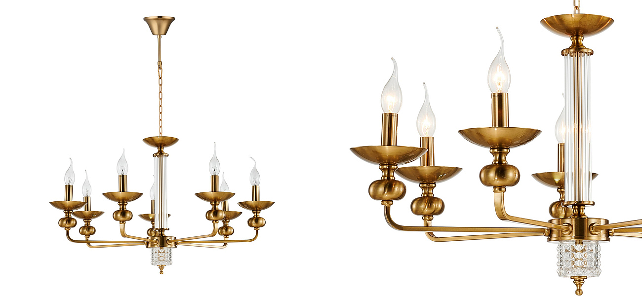 Люстра бронзового цвета со стеклянным декором Candelabrum D75 см Люстра бронзового цвета со стеклянным декором Candelabrum D75 см - Loft-Concept в Барнауле