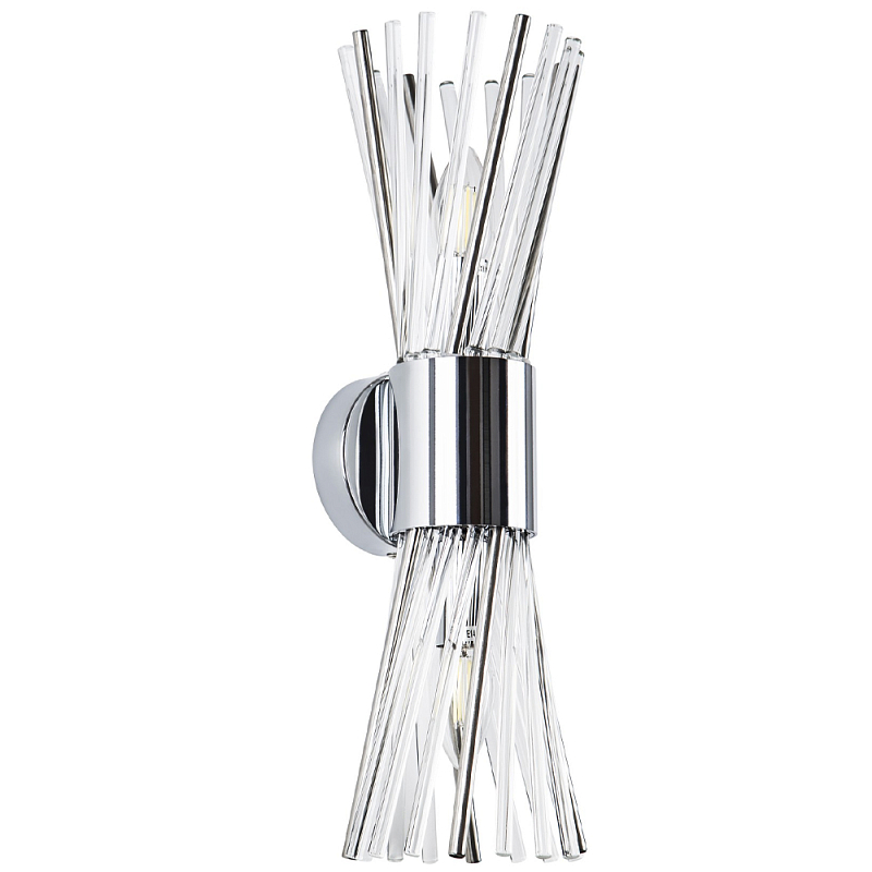Бра с декором в виде хрустальных и металлических трубочек Nembus Glass Chrome Wall Lamp Прозрачный Хром Бра с декором в виде хрустальных и металлических трубочек Nembus Glass Chrome Wall Lamp Прозрачный Хром в Барнауле | Loft Concept