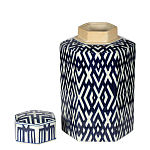 Ваза с крышкой и графическим узором в сине-белых цветах Blue & White Ornament  варинант исполнения - 1 | Loft Concept в Барнауле