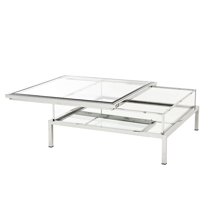 Журнальный стол Eichholtz Coffee Table Harvey Нержавеющая сталь Прозрачное Стекло в Барнауле | Loft Concept 