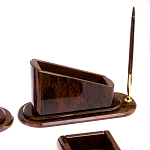 Настольный письменный набор с часами из природного камня обсидиана  Contract Extended варинант исполнения - 4 | Loft Concept в Барнауле