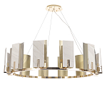 Люстра подвесная круглая с прямоугольными мраморными и золотистыми панелями на металлическом каркасе Диаметр 118 см Marble square Chandelier варинант исполнения - 1 | Loft Concept в Барнауле