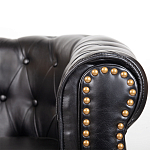 Кресло кожаное с мягкими подлокотниками на 4-х деревянных ножках Logan Leather Armchair black варинант исполнения - 4 | Loft Concept в Барнауле