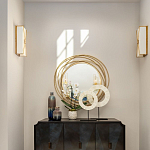 Золотое настенное круглое зеркало Golden Orbit варинант исполнения - 2 | Loft Concept в Барнауле