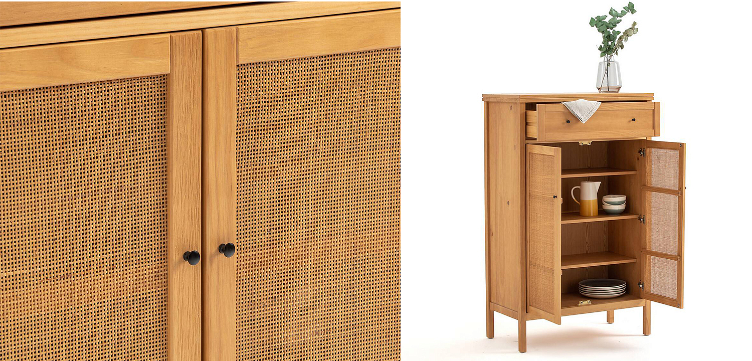 Комод в скандинавском стиле с плетеными дверцами Niels Wicker 3 drawers Комод в скандинавском стиле с плетеными дверцами Niels Wicker 3 drawers - Loft-Concept в Барнауле