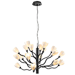 Люстра подвесная черного цвета с ветвями и белыми фарфоровыми цветами Floralis варинант исполнения - 8 | Loft Concept в Барнауле