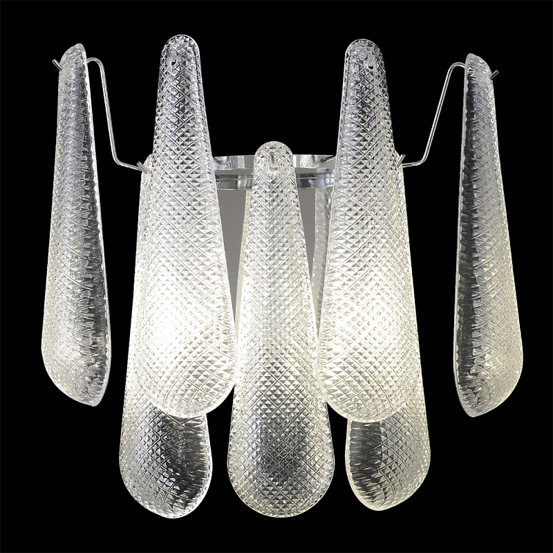 Бра с подвесками из рифленного стекла в форме капель на основании цвета хром Textured Glass Прозрачное Стекло Хром Бра с подвесками из рифленного стекла в форме капель на основании цвета хром Textured Glass Прозрачное Стекло Хром в Барнауле | Loft Concept