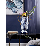 Ваза с бронзовыми ручками и синим цветочным узором Blue & White Ornament варинант исполнения - 5 | Loft Concept в Барнауле