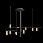 Люстра с 9-ю цилиндрическими плафонами цвета латунь TRIBES CHANDELIER варинант исполнения - 1 | Loft Concept в Барнауле