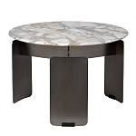 Столик журнальный с круглой мраморной столешницей на трех опорах Marble Stone Drawing варинант исполнения - 1 | Loft Concept в Барнауле