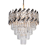 Люстра многоярусная с переплетенными металлическими элементами черного и золотого цвета и прозрачными хрустальными подвесками Empire Chandelier Crystal варинант исполнения - 1 | Loft Concept в Барнауле