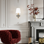 Бра с белым текстильным абажуром и фигурным основанием с зеркальной вставкой Vitorino варинант исполнения - 7 | Loft Concept в Барнауле