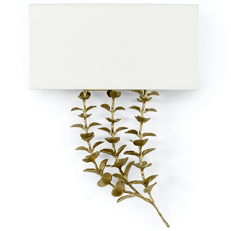 Бра Brass Eucalyptus Branches Lampshade Wall Lamp Латунь Белый в Барнауле | Loft Concept 