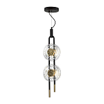 Подвесной светильник с 2-мя прозрачными стеклянными плафонами и золотистыми центральными вставками Virelia  варинант исполнения - 5 | Loft Concept в Барнауле