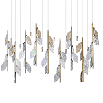 Люстра с золотистыми трубками и прозрачными стеклянными листьями на подвесах Sylva  варинант исполнения - 1 | Loft Concept в Барнауле