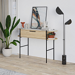 Консоль напольная деревянная с выдвижным ящиком и 2-мя полками со столешницей цвета белый мрамор OTIS CONSOLE OAK варинант исполнения - 3 | Loft Concept в Барнауле