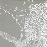 Обои ручная роспись в стиле Арт-деко Whistler Peacocks Special Colourway on Pale Grey dyed silk варинант исполнения - 2 | Loft Concept в Барнауле