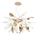 Люстра подвесная с белыми матовыми и золотыми глянцевыми листьями Wintery flovers варинант исполнения - 1 | Loft Concept в Барнауле