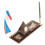 Настольный письменный набор с часами в виде пирамиды из природного камня обсидиана Pyramid of Time варинант исполнения - 2 | Loft Concept в Барнауле