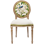 Стул бежевый из натурального бука с изображением птиц и цветов Blooming Blue Birds варинант исполнения - 1 | Loft Concept в Барнауле