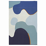 Плед из хлопка синего цвета с абстрактным принтом Elysian Flow Ocean варинант исполнения - 1 | Loft Concept в Барнауле