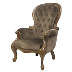 Кресло с мягкой обивкой из коричневого велюра на 4-х деревянных ножках Evelyn Classical Armchair варинант исполнения - 3 | Loft Concept в Барнауле