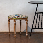 Банкетка одноместная из массива бука с цветочным принтом Beige Chinoiserie Garden Banquette варинант исполнения - 3 | Loft Concept в Барнауле