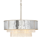 Люстра круглая с подвесками из текстурированного стекла молочного цвета Hinkley варинант исполнения - 1 | Loft Concept в Барнауле