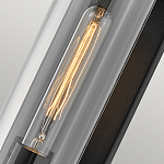 Настенный фонарь в индустриальном стиле с вытянутым цилиндрическим плафоном из прозрачного стекла и черным корпусом Hinkley варинант исполнения - 1 | Loft Concept в Барнауле