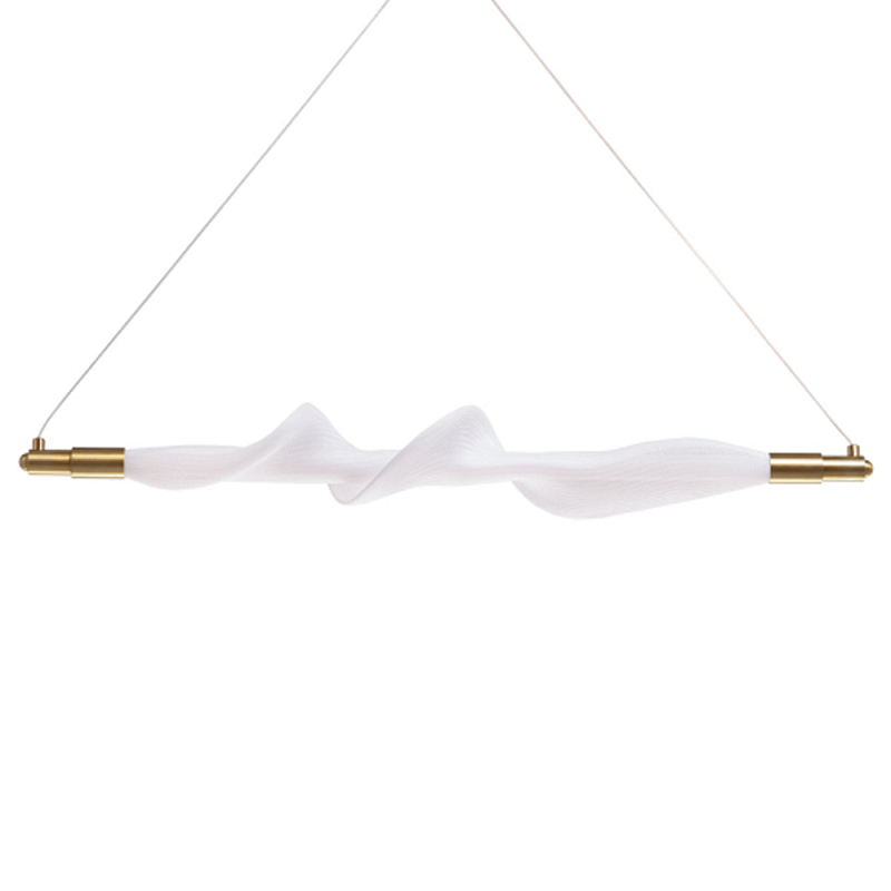 Люстра горизонтальная с волнистым белым плафоном Golden Swirl Белый Латунь в Барнауле | Loft Concept 