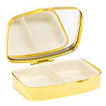 Таблетница карманная прямоугольная с 2-мя отделениями с зеркалом и накладкой из натурального камня Авантюрин Gold Stone Pillboxes варинант исполнения - 3 | Loft Concept в Барнауле