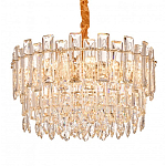Круглая люстра с хрустальными подвесками на золотистом каркасе Gorgeous Crystal Light варинант исполнения - 3 | Loft Concept в Барнауле