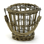 Кашпо стеклянное в плетёной корзине Timber варинант исполнения - 2 | Loft Concept в Барнауле