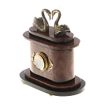 Часы настольные из натурального камня с декором в виде двух лебедей Swans Stone Clock варинант исполнения - 6 | Loft Concept в Барнауле