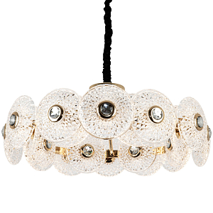 Люстра с декором из круглых рельефных пластин из хрусталя Decorative Glass Discs Chandelier 82