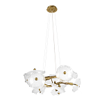 Люстра подвесная круглая с ветвистыми бронзовыми элементами и стеклянными рифлеными дисками Textured Glass Chandelier варинант исполнения - 3 | Loft Concept в Барнауле