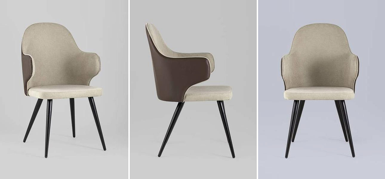 Стул Miruna Fabric and Leather Chair с Подлокотником Стул Miruna Fabric and Leather Chair с Подлокотником - Loft-Concept в Барнауле