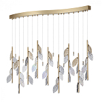 Люстра с золотистыми трубками и прозрачными стеклянными листьями на подвесах Sylva  варинант исполнения - 2 | Loft Concept в Барнауле